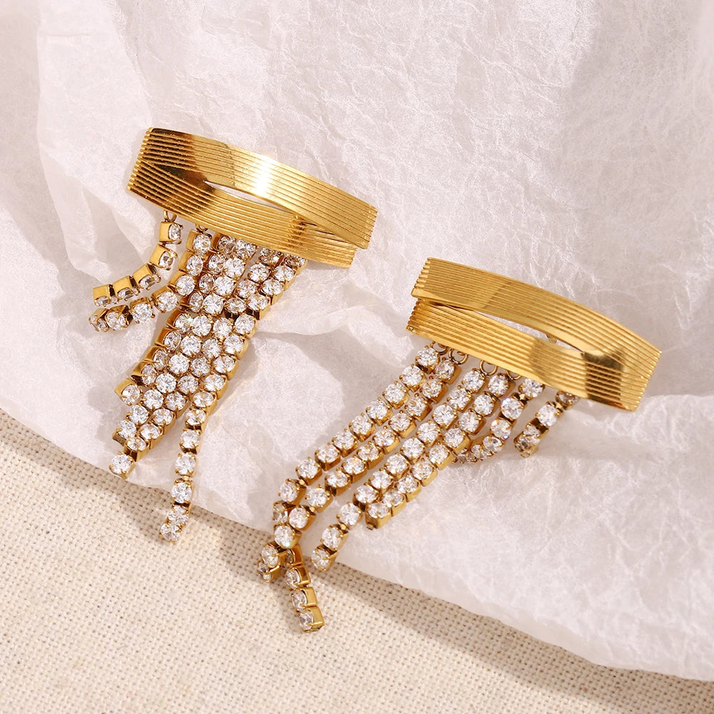 The Vivienne Cubic Zirconia Tassel Earrings by Vexa - Earring - Vexa
