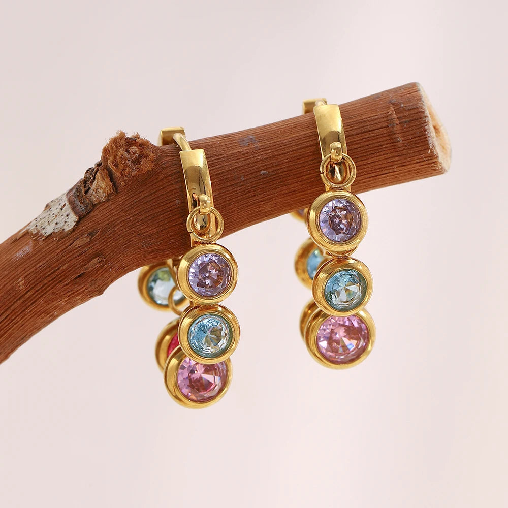 The Prism Zircon Charm Hoop Earrings by Vexa - Earring - Vexa