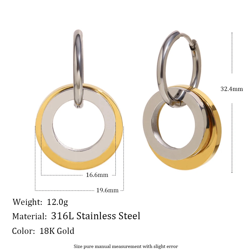 The Cosmos Two - Tone Geometric Hoop Earrings by Vexa - Earring - Vexa - Circle