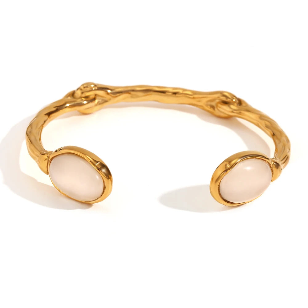 The Terra Natural Stone Open Cuff Bracelet by Vexa - Bracelet - Vexa