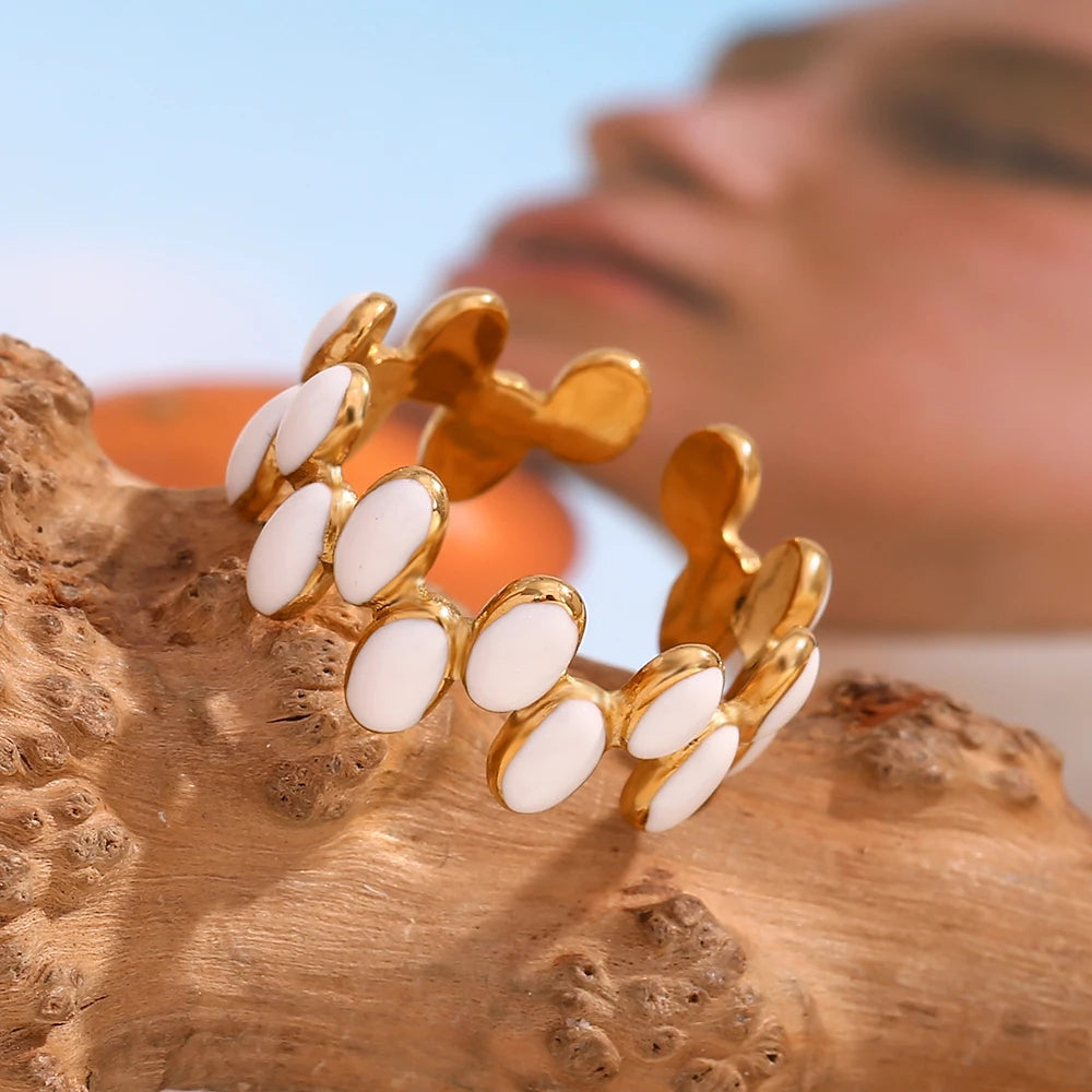 The Livia Enamel Double Row Oval Ring by Vexa - RING - Vexa