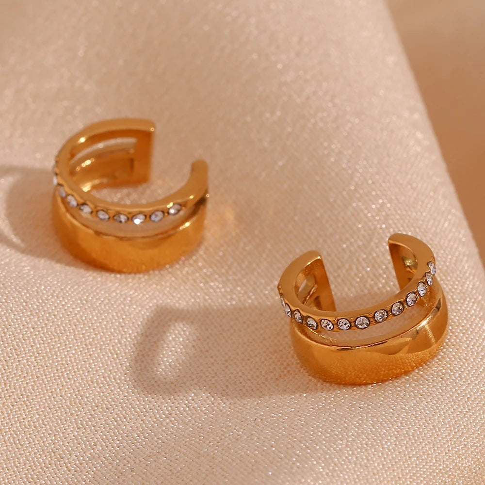 The Lyra Double - Band Crystal Ear Cuff by Vexa - Earring - Vexa