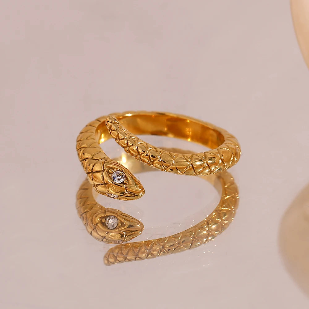 The Serpentine Zircon Eye Wrap Ring by Vexa - RING - Vexa
