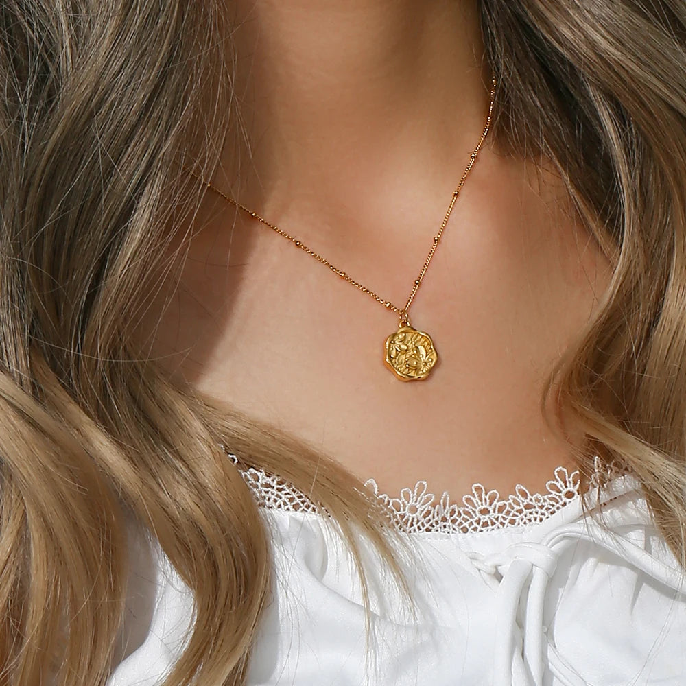 The Sakura Blossom Coin Necklace by Vexa - necklace - Vexa