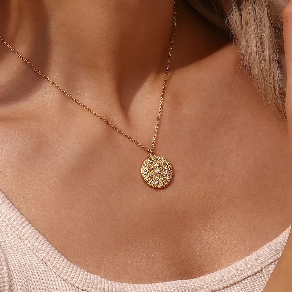 The Celestial Pearl Coin Necklace by Vexa - necklace - Vexa