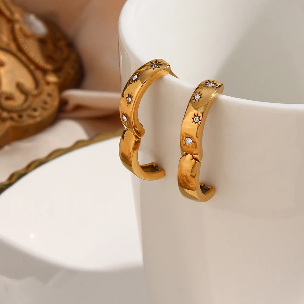The Celeste Star Zircon Hoops by Vexa - Earring - Vexa