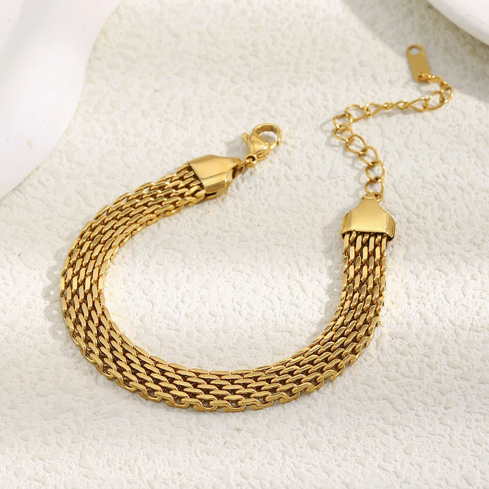 The Aurelia Woven Strap Chain Bracelet by Vexa - Bracelet - Vexa