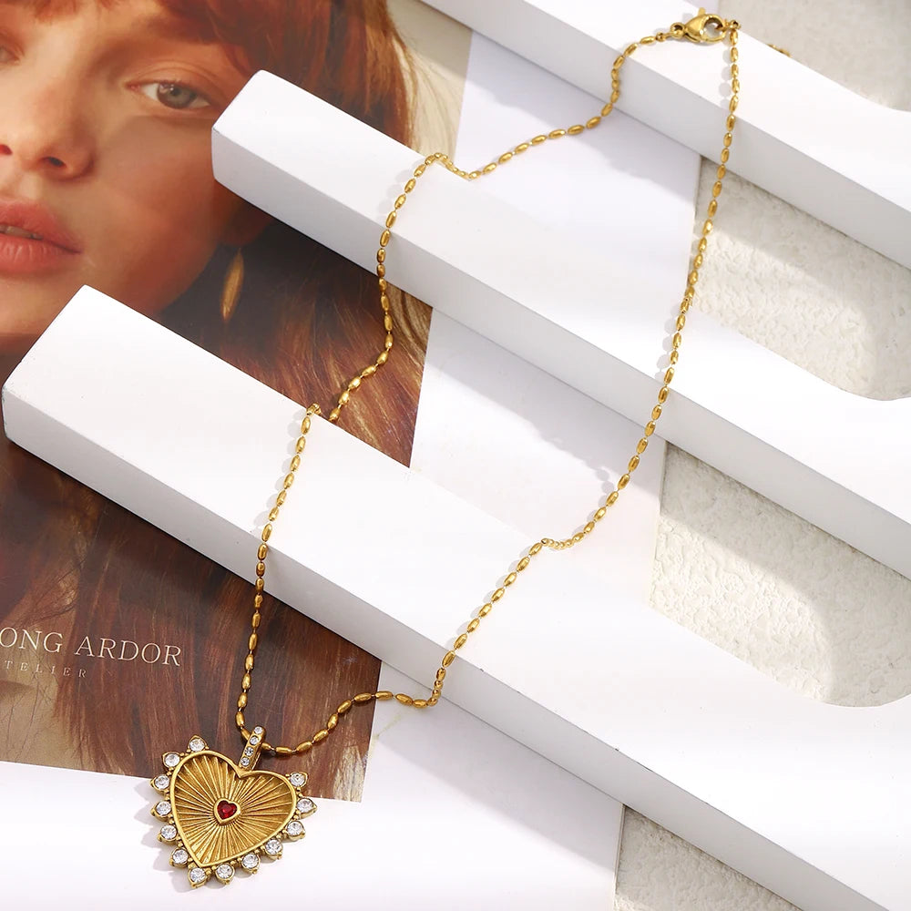 The Amara Radiant Heart Zircon Necklace by Vexa - necklace - Vexa