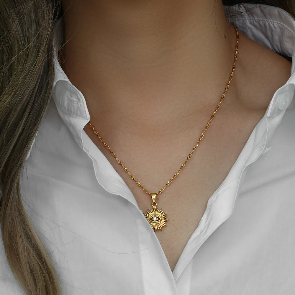 The Solara Sunburst Zircon Necklace by Vexa - necklace - Vexa