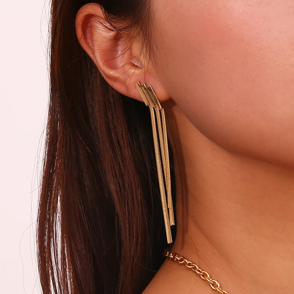 The Golden Scala Staircase Tassel Earrings by Vexa - Earring - Vexa