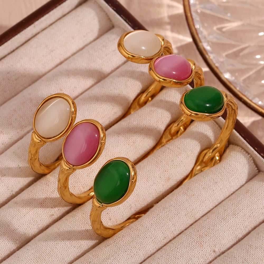 The Terra Natural Stone Open Cuff Bracelet by Vexa - Bracelet - Vexa