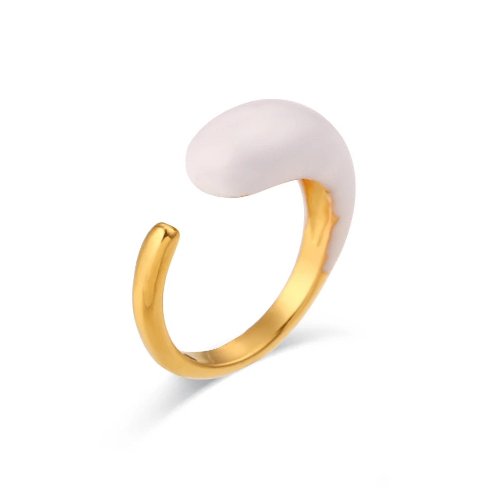 The Chroma Teardrop Enamel Ring by Vexa - RING - Vexa - White