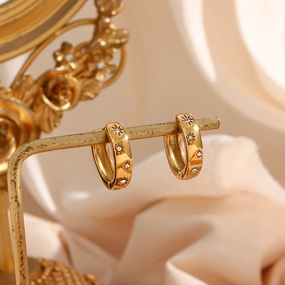 The Celeste Star Zircon Hoops by Vexa - Earring - Vexa