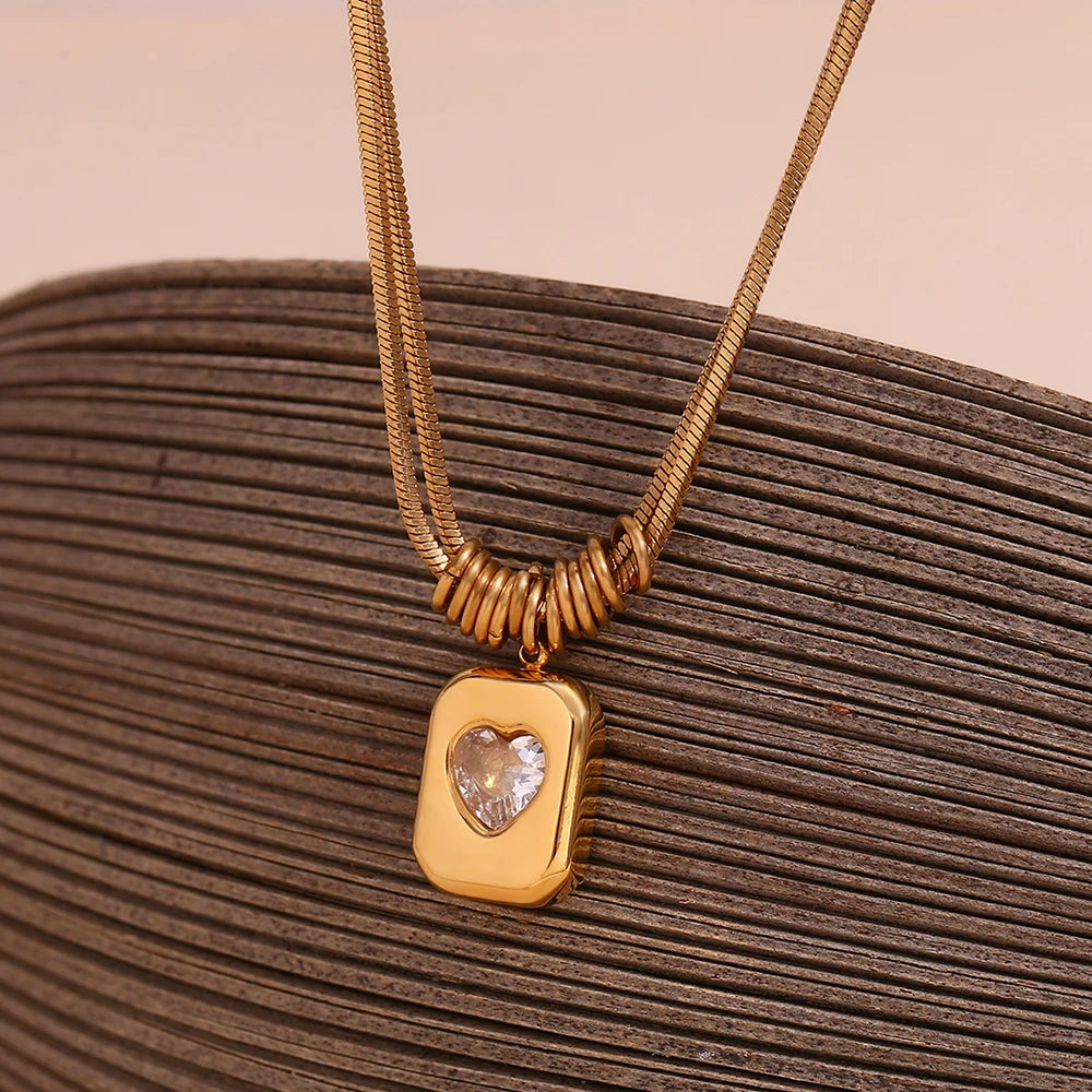 The Amara Layered Heart Necklace by Vexa - necklace - Vexa