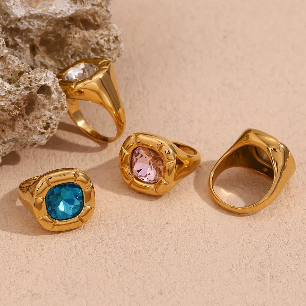 The Flora Rounded Square Zircon Ring by Vexa - RING - Vexa