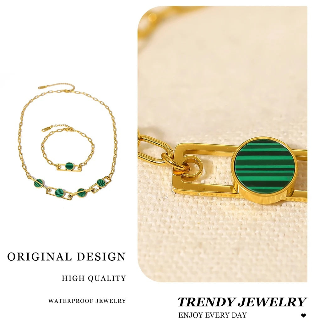 The Verdant Malachite Charm Jewelry Set by Vexa - Jewelry Set - Vexa