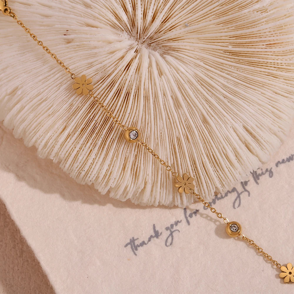 The Dainty Blossom Gold Chain Bracelet by Vexa - Bracelet - Vexa