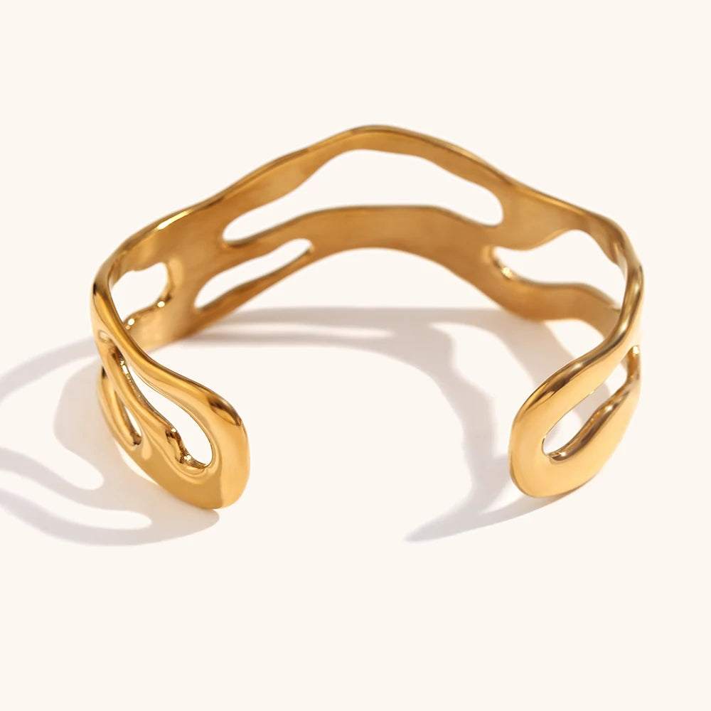 The Rhythmic Wave Hollow Cuff by Vexa - Bracelet - Vexa