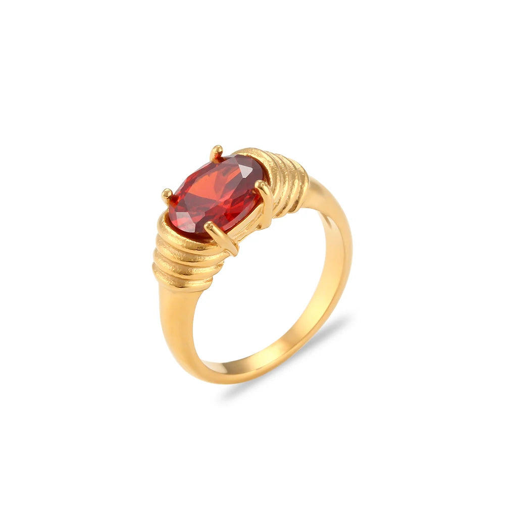 The Ophelia Oval Zircon Ring by Vexa - RING - Vexa - 8 - Red