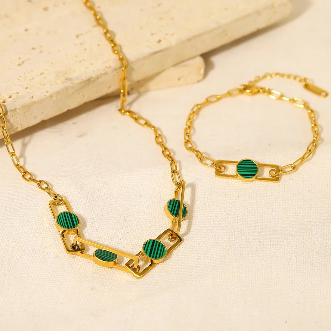 The Verdant Malachite Charm Jewelry Set by Vexa - Jewelry Set - Vexa