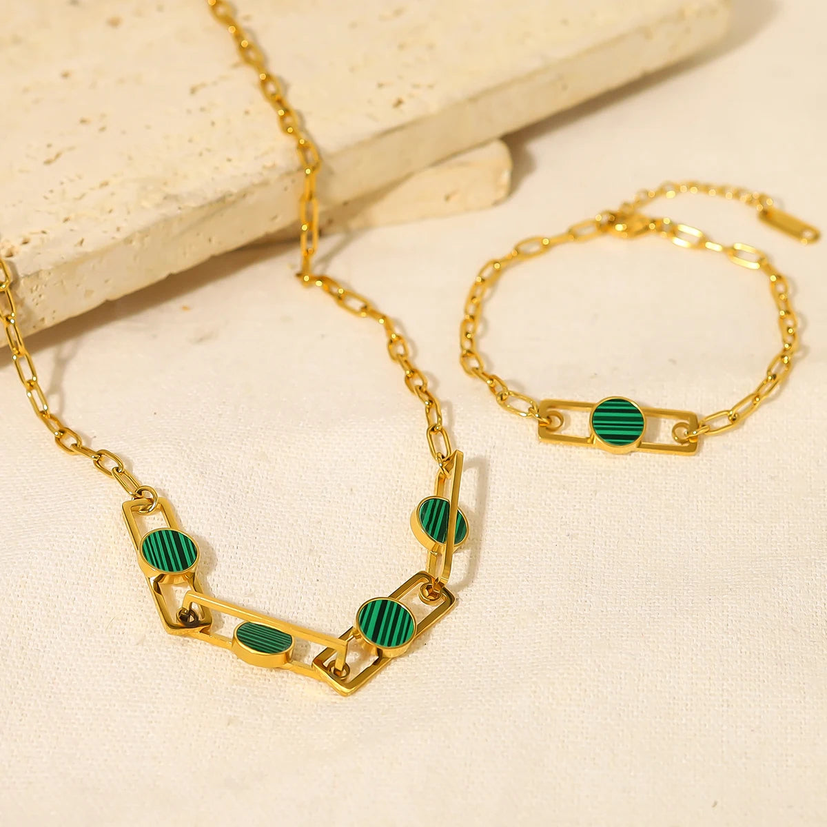 The Verdant Malachite Charm Jewelry Set by Vexa - Jewelry Set - Vexa