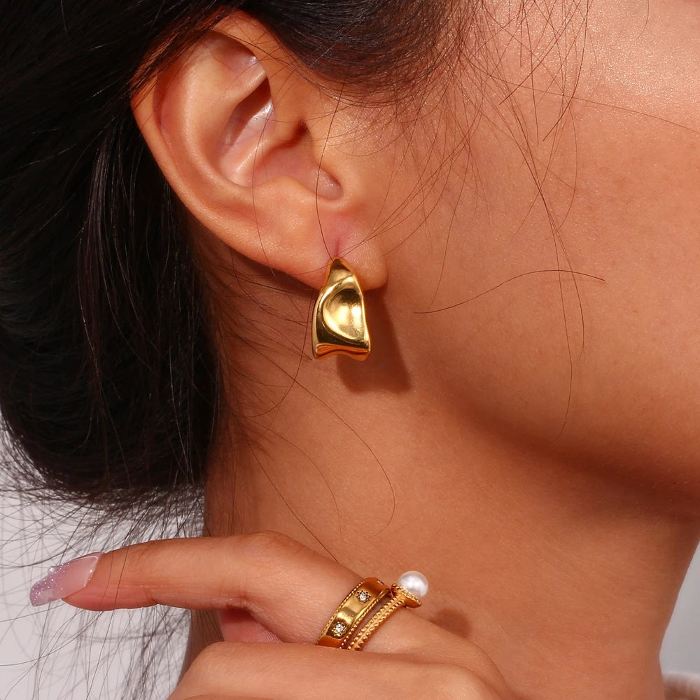 The Prisma Geometric Trapezoid Creole Earrings by Vexa - Earring - Vexa