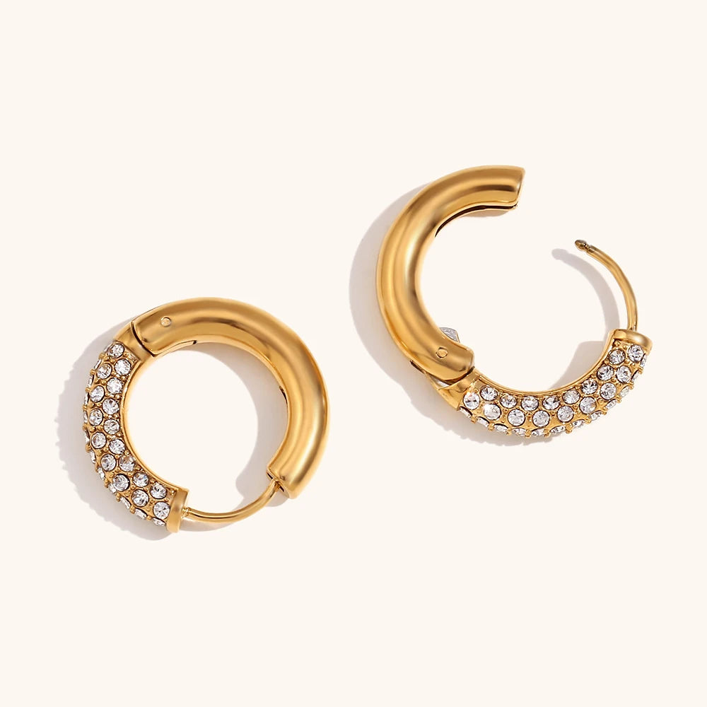 The Stella Pavé Crystal Hoop Earrings by Vexa - Earring - Vexa