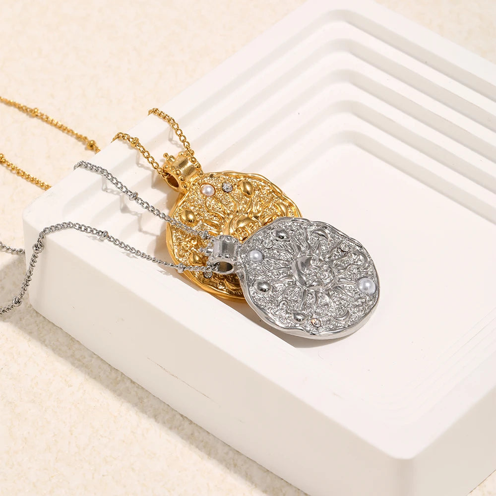 The Solis Luna Pearl Medallion Necklace by Vexa - necklace - Vexa