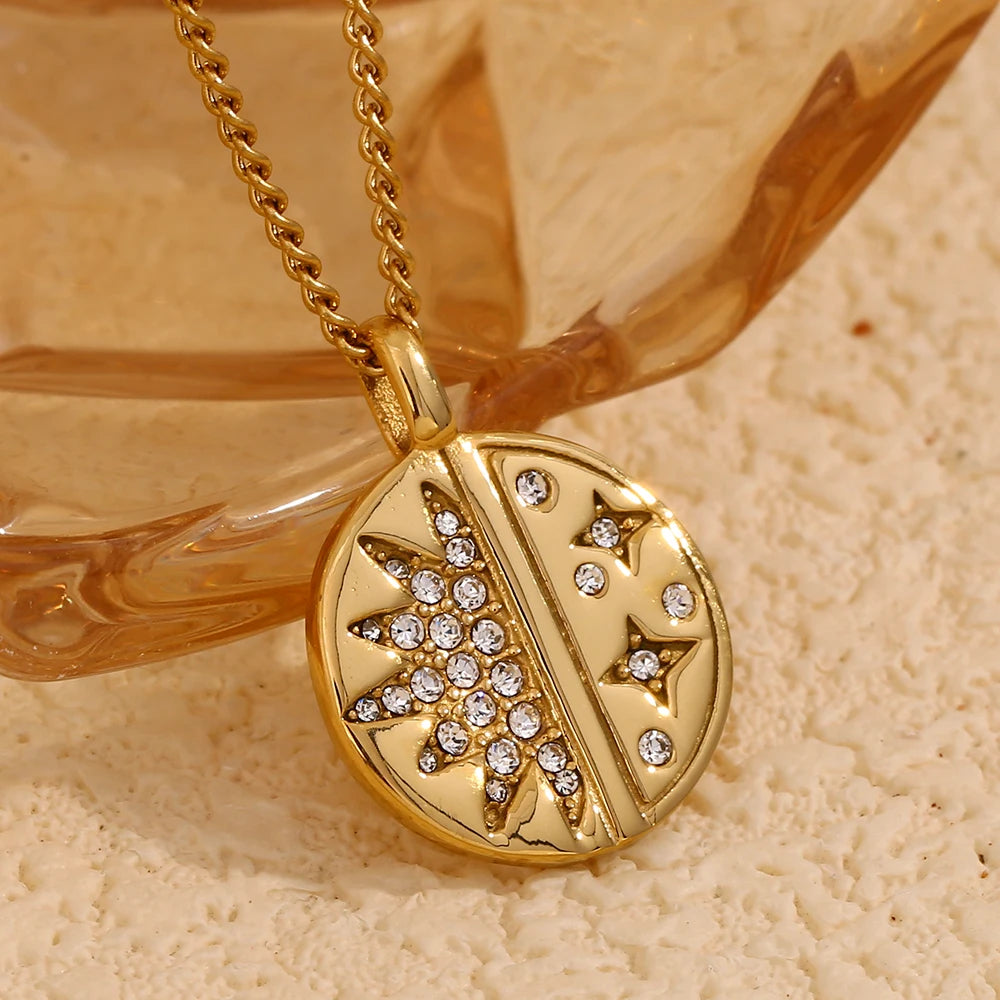 The Celestial Sun and Star Pendant Necklace by Vexa - necklace - Vexa