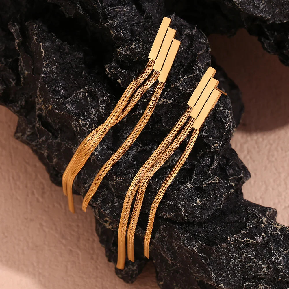 The Golden Scala Staircase Tassel Earrings by Vexa - Earring - Vexa