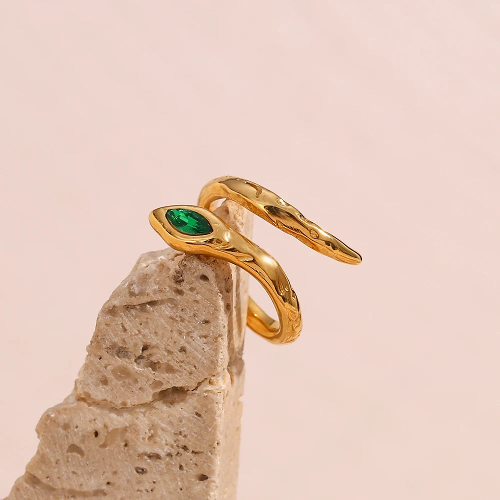 The Viper Gemstone Wrap Snake Ring by Vexa - RING - Vexa