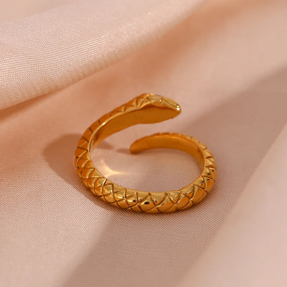 The Serpentine Zircon Eye Wrap Ring by Vexa - RING - Vexa