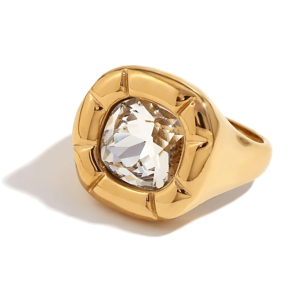 The Flora Rounded Square Zircon Ring by Vexa - RING - Vexa - 8 - White