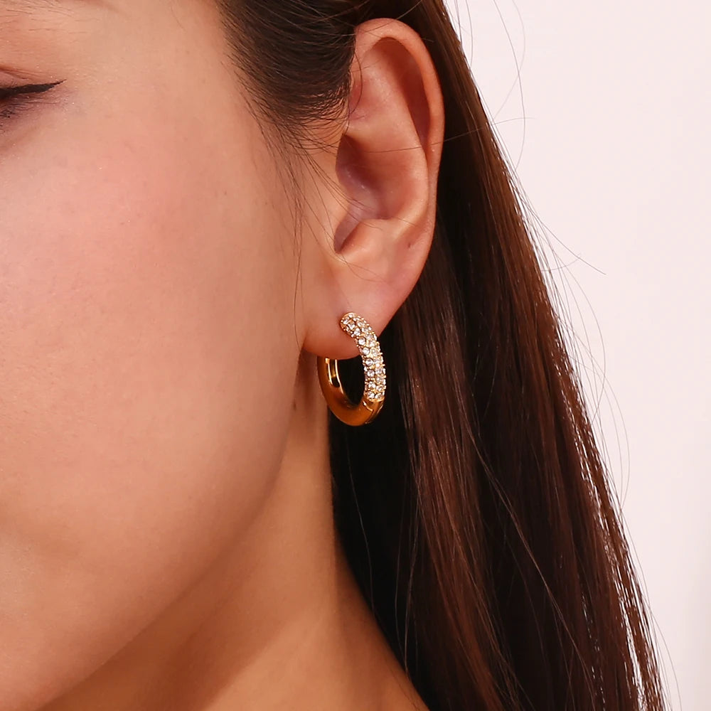 The Stella Pavé Crystal Hoop Earrings by Vexa - Earring - Vexa