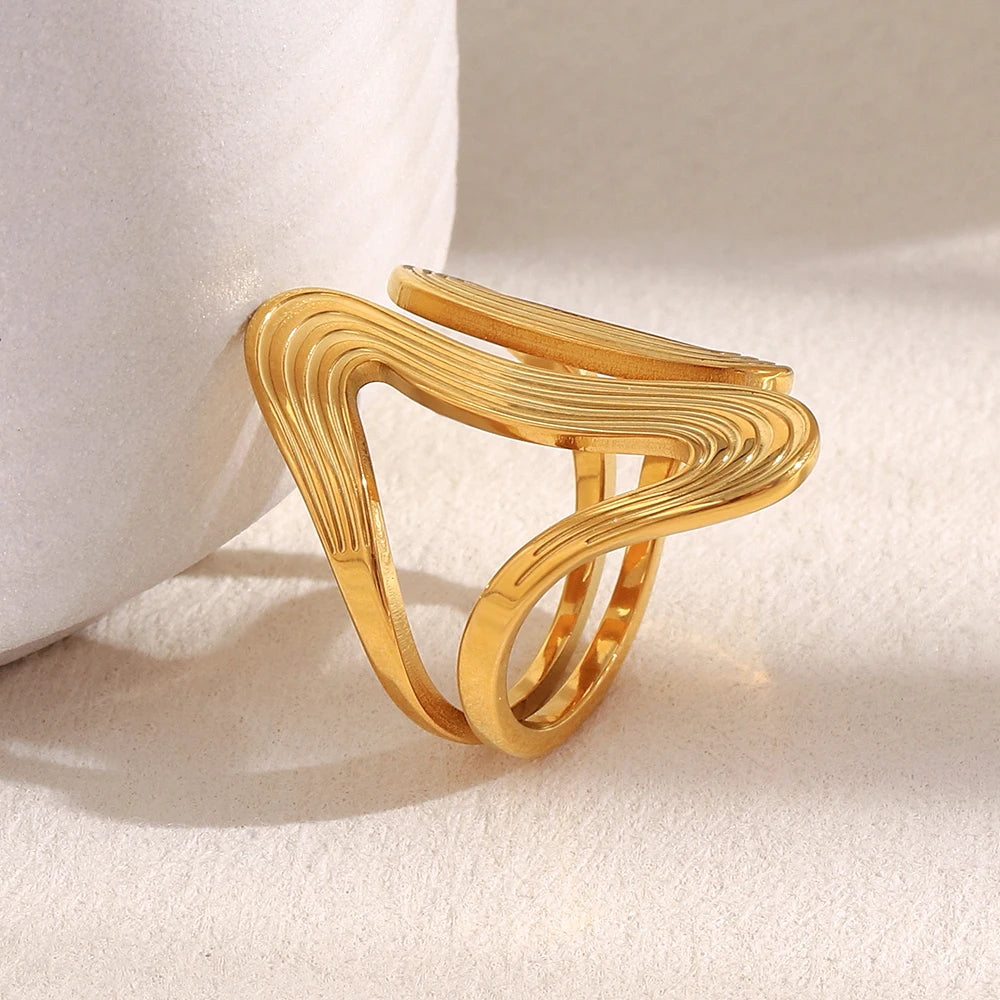 The Cleo Geometric Line Opening Ring by Vexa - RING - Vexa