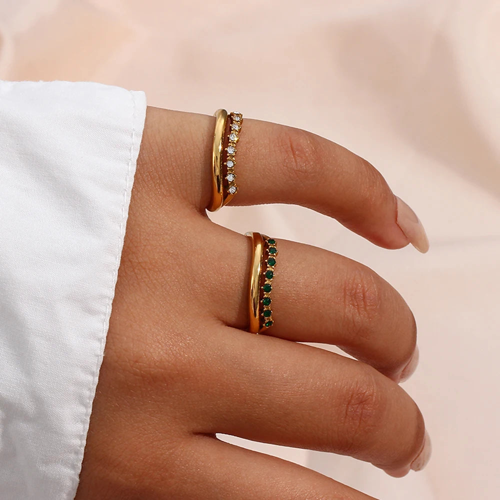 The Serenade Double - Band Crystal Ring by Vexa - RING - Vexa