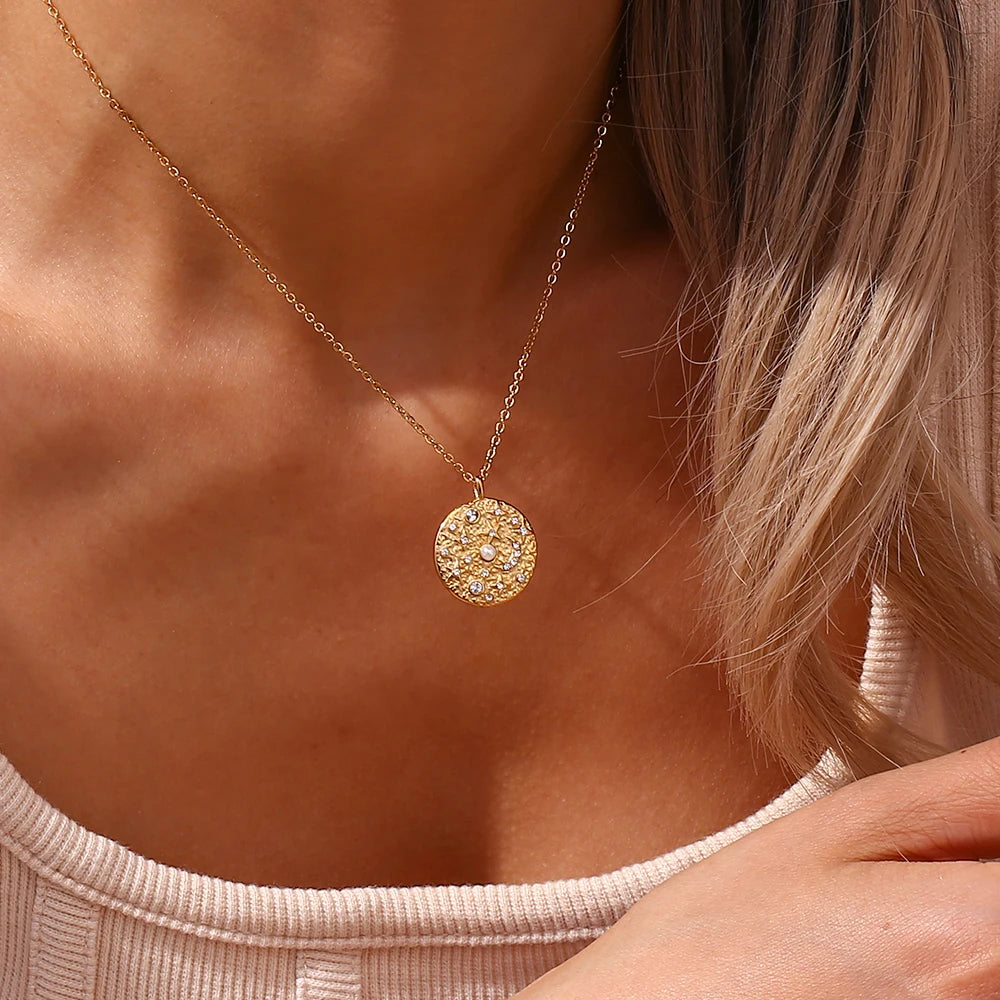 The Celestial Pearl Coin Necklace by Vexa - necklace - Vexa