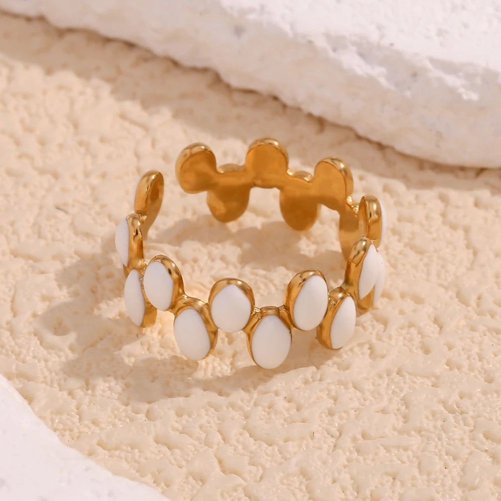 The Livia Enamel Double Row Oval Ring by Vexa - RING - Vexa