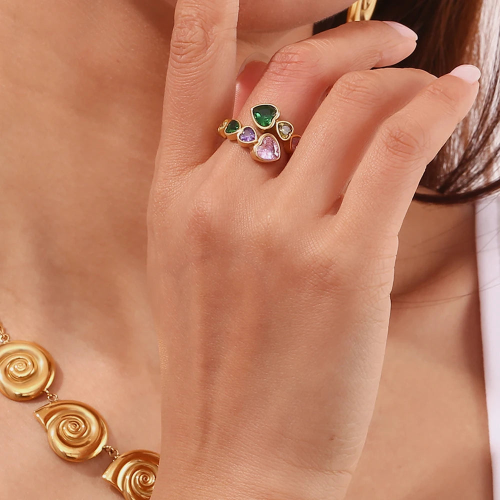 The Valentina Multi - Color Zircon Heart Ring by Vexa - RING - Vexa