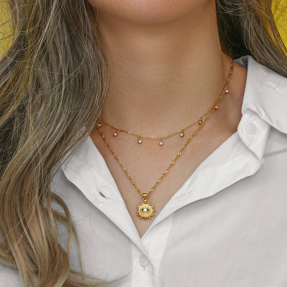 The Solara Sunburst Zircon Necklace by Vexa - necklace - Vexa