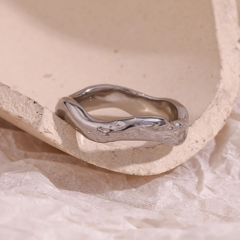 The Ripple Hammered Wave Ring by Vexa - RING - Vexa - 8 - Silver