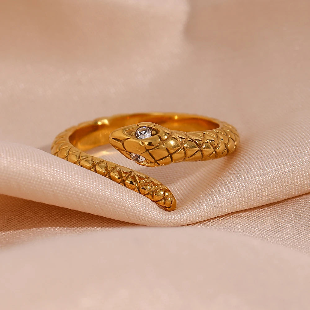 The Serpentine Zircon Eye Wrap Ring by Vexa - RING - Vexa