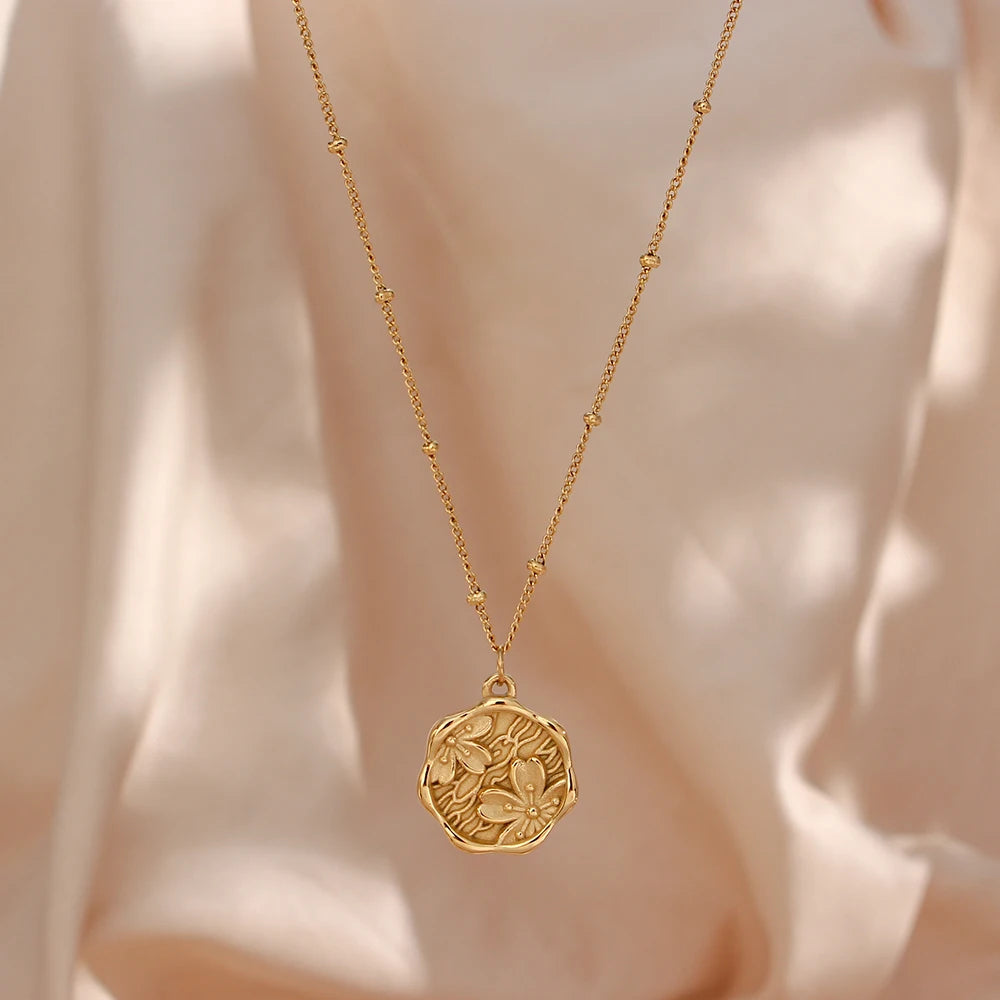 The Sakura Blossom Coin Necklace by Vexa - necklace - Vexa