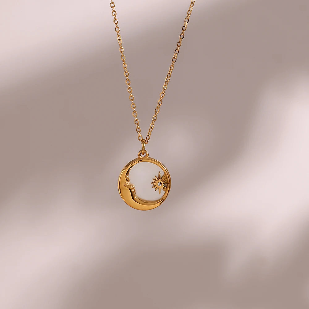 The Selene Celestial Moon Star Medallion by Vexa - necklace - Vexa