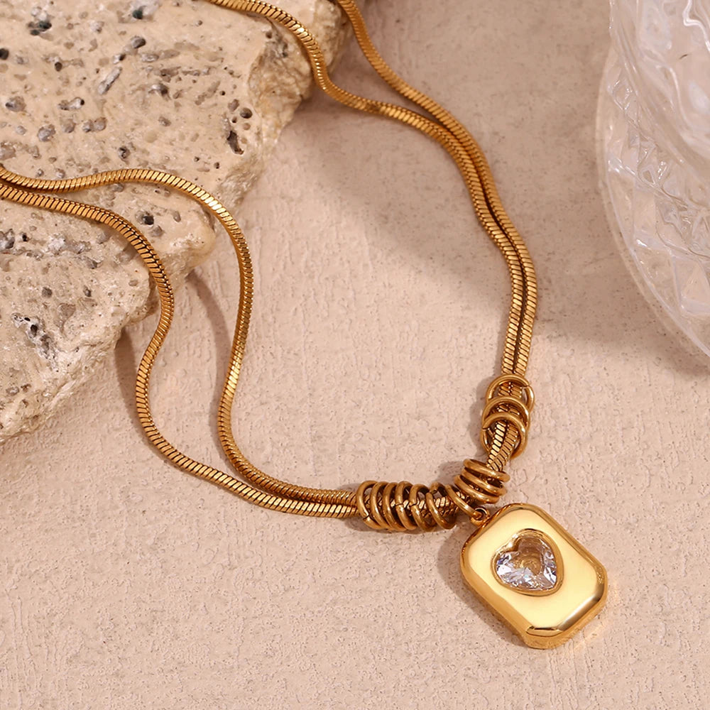 The Amara Layered Heart Necklace by Vexa - necklace - Vexa