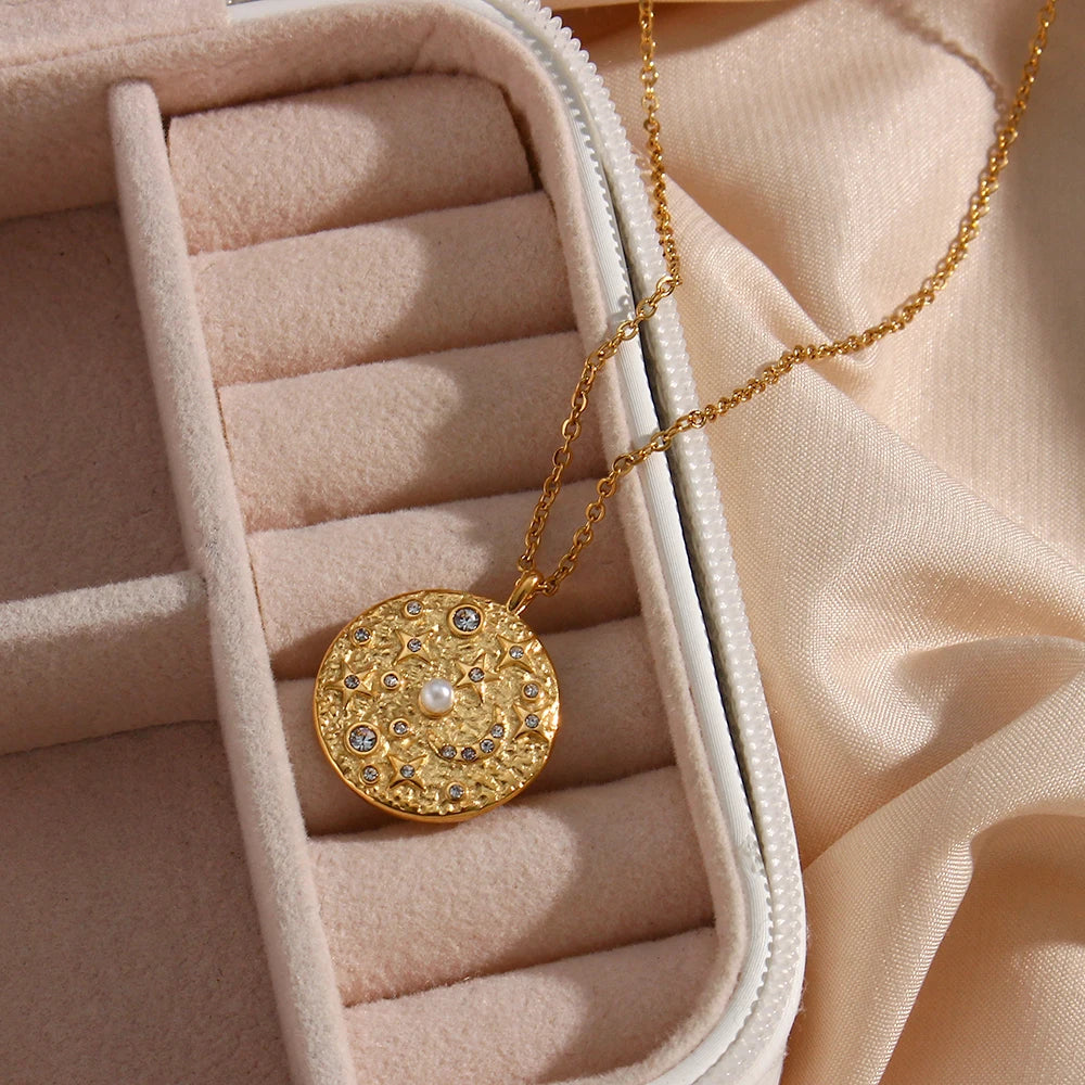 The Celestial Pearl Coin Necklace by Vexa - necklace - Vexa