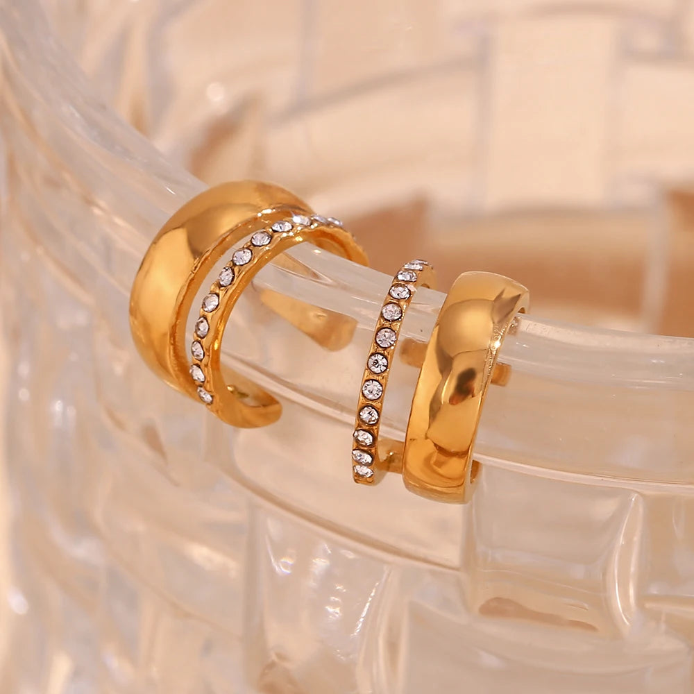 The Lyra Double - Band Crystal Ear Cuff by Vexa - Earring - Vexa