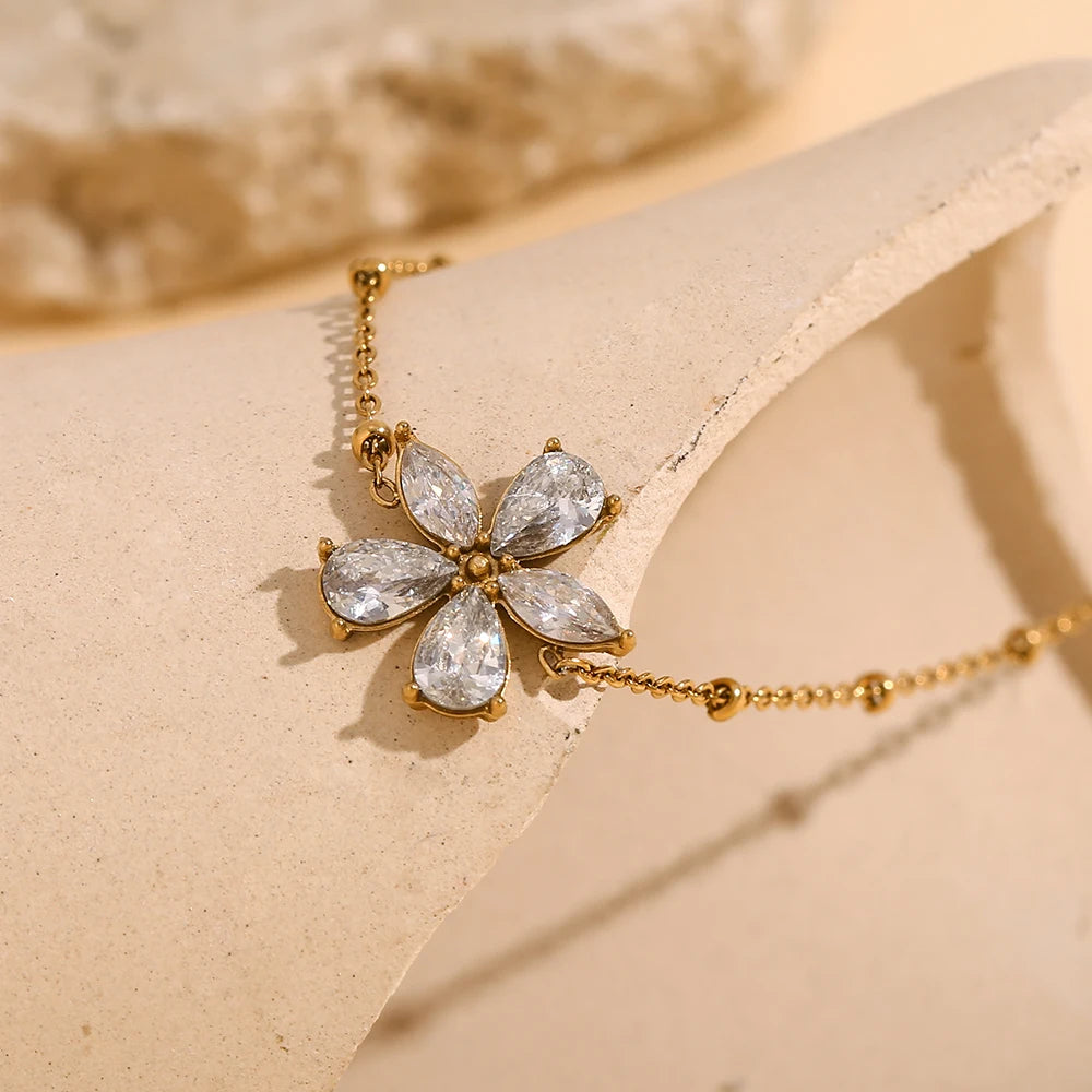 The Calla Crystal Flower Bracelet by Vexa - Bracelet - Vexa