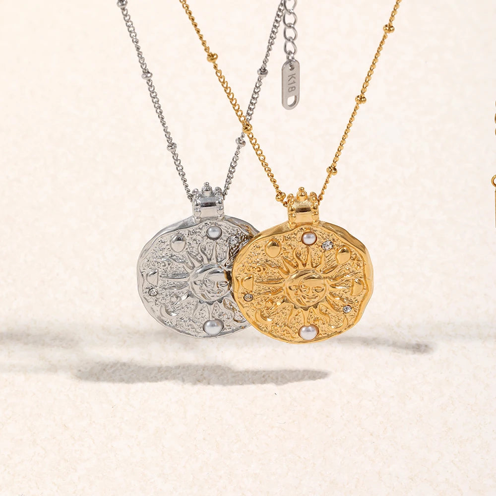 The Solis Luna Pearl Medallion Necklace by Vexa - necklace - Vexa