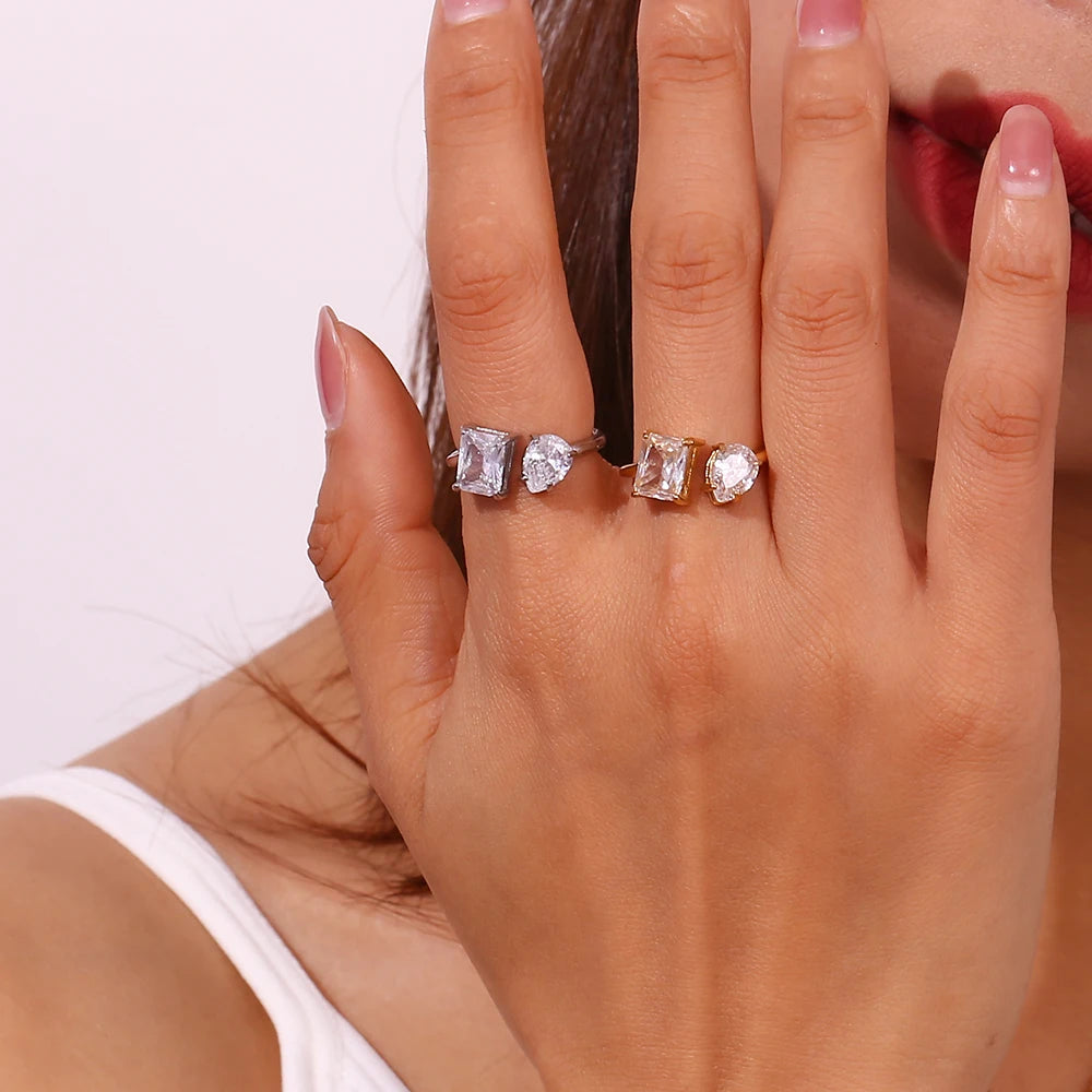 The Aria Asymmetric Zircon Open Ring by Vexa - RING - Vexa